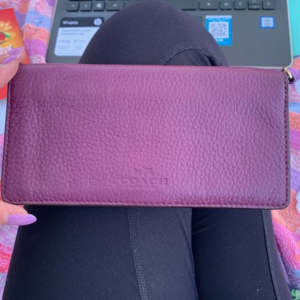 Coach purple slim wallet